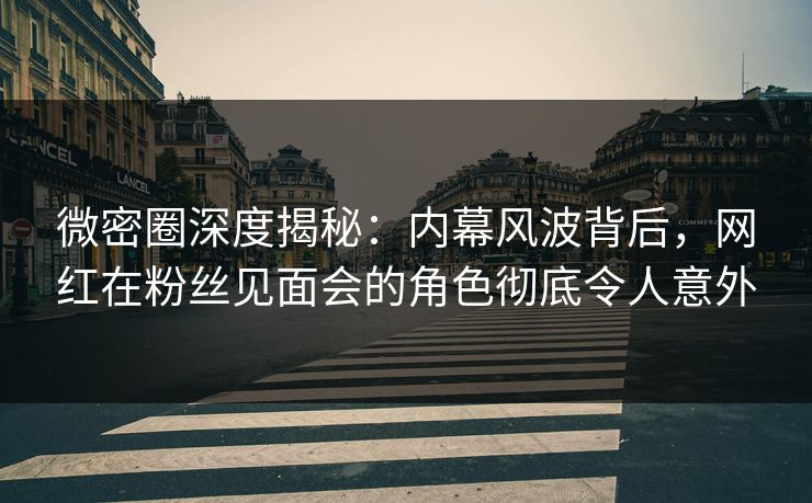 微密圈深度揭秘：内幕风波背后，网红在粉丝见面会的角色彻底令人意外