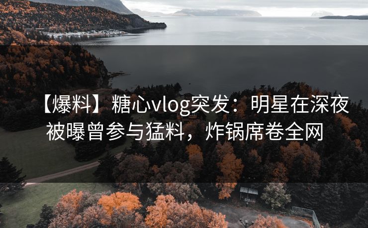 【爆料】糖心vlog突发：明星在深夜被曝曾参与猛料，炸锅席卷全网