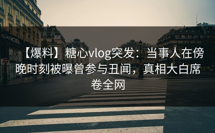 【爆料】糖心vlog突发：当事人在傍晚时刻被曝曾参与丑闻，真相大白席卷全网