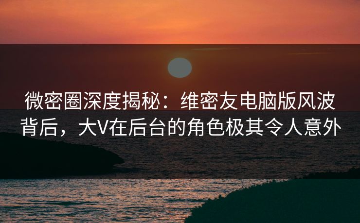微密圈深度揭秘：维密友电脑版风波背后，大V在后台的角色极其令人意外