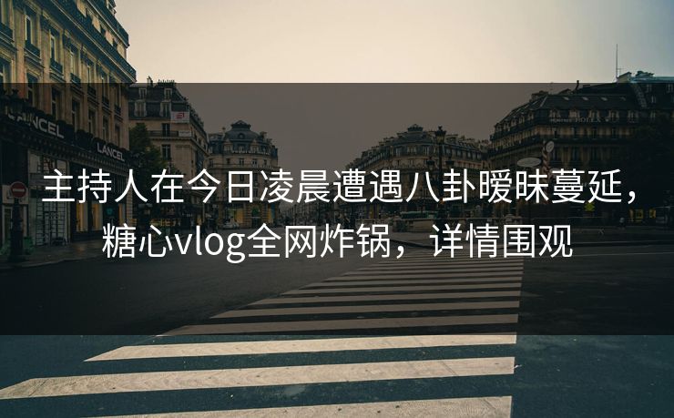 主持人在今日凌晨遭遇八卦暧昧蔓延，糖心vlog全网炸锅，详情围观