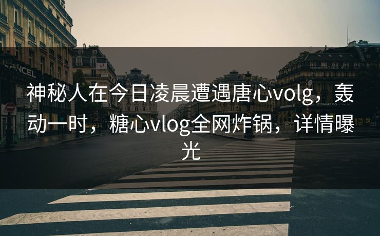 神秘人在今日凌晨遭遇唐心volg，轰动一时，糖心vlog全网炸锅，详情曝光