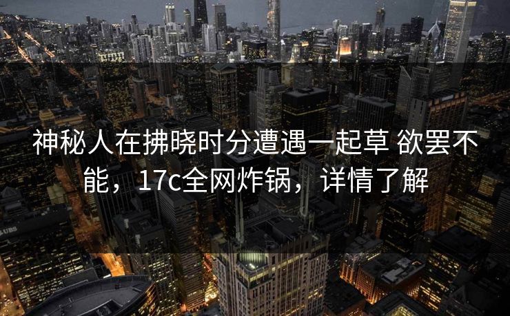 神秘人在拂晓时分遭遇一起草 欲罢不能，17c全网炸锅，详情了解